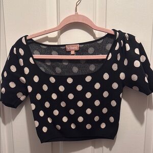 Black and White Polka Dot Cropped Women's Top